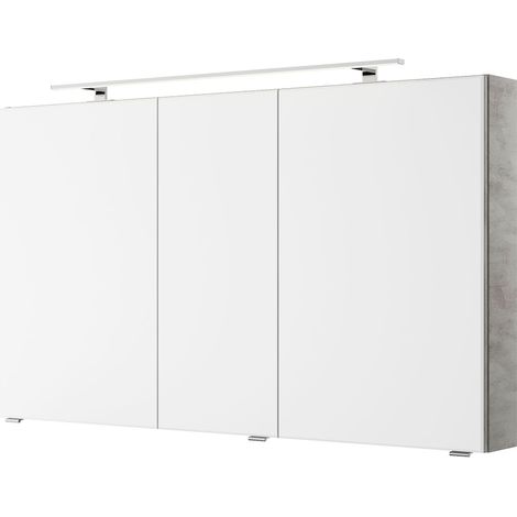 Bad Spiegelschrank mit 3D Funktion und LED Beleuchtung in Oxid Hellgrau VILLATORO-66, B/H/T ca. 120/70,3/14,5 cm (1/5)