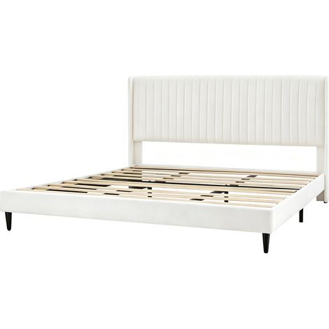 Upholstered Bed Frame with Cozy Button Tufted Headboard & Adjustable Height, Wood Slat Support CHARLIE SUPER KING BEIGE (1/5)
