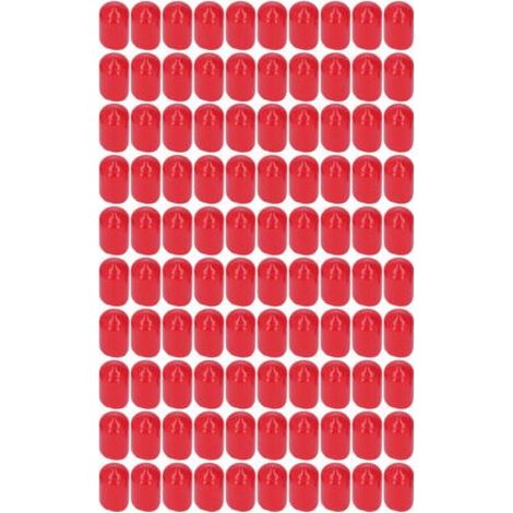 100 embouts de protection de filetage ronds et flexibles en PVC ignifugé, rouges, de 12 mm (1/5)
