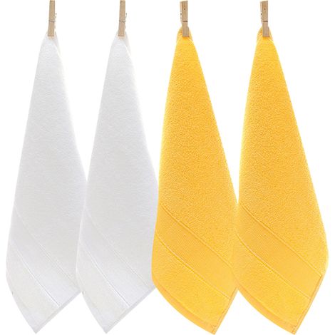 Serviettes de toilette en coton - Gants de toilette ultra doux pour le visage et le bain, 35 cm x 35 cm, lot de 4, gris (1/5)