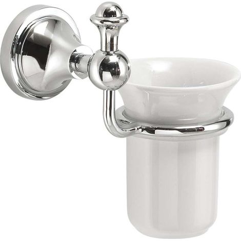 Sapho Gedi Nevis - Soporte para cepillo y pasta de dientes, cerámica/cromo NV1013