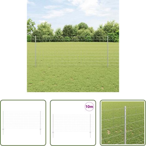 vidaXL Terrassenzaun - Zaun mit Pfosten Silber 1 x 10 m Stahl (1/5)