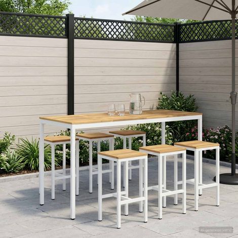 vidaXL Table de Bar de Jardin NAARDEN Blanc 196 x 80,5 x 105 cm (1/5)