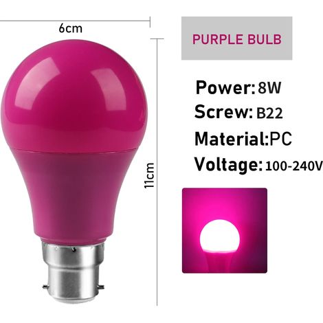 (B22 Violet, 15 unités) Ampoules LED multicolores pour éclairage de scène, sans scintillement. (1/2)