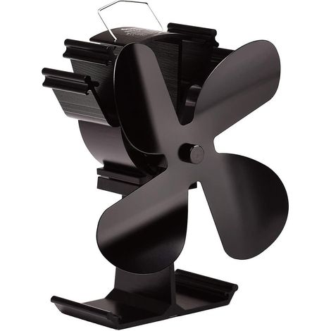 upgrade 4-blade Heat Fan For Wood Burning Stove - Eco-friendly And Efficient Fan (black) (1/5)