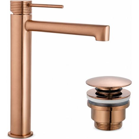 IMEX - Miscelatore alto per lavabo da appoggio Firenze, Oro rosa spazzolato (1/5)