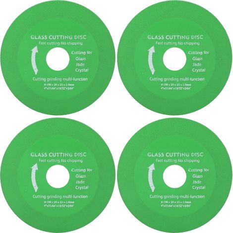 Lot de 4 disques à découper le verre 100 x 20 x 15 x 1 mm, lame de scie en émeri brasé vert noirâtre pour carrelage en céramique et pierre de jade (1/5)