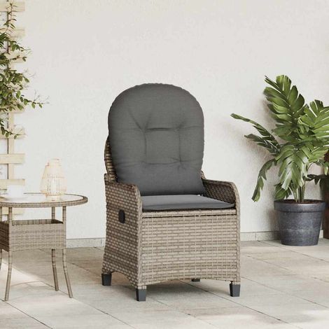 Liegestuhl mit Kissen Grau 56 x 66 x 95 cm Poly-Rattan