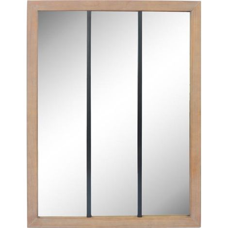 Miroir industriel bois et métal 85x113cm (1/2)