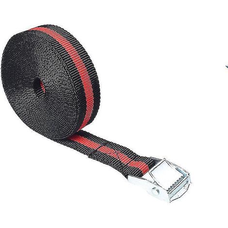 2,5 m x 25 mm Kfz-Spanngurt, hochbelastbar, mit Ratschenverschluss, aus Zinklegierung und Nylon, 8 Farben: Schwarz und Rot.