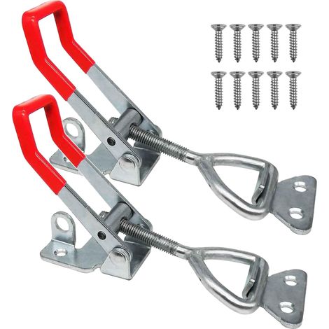 Loquet à Bascule en Métal, 2 pcs Pince à Loquet Bascule Loquet Porte Métal Sauterelles de Serrage Sauterelles Bascule Pince Fermoir Attache Rapide,pour Portes, Armoires, Valises 990KG (1/5)