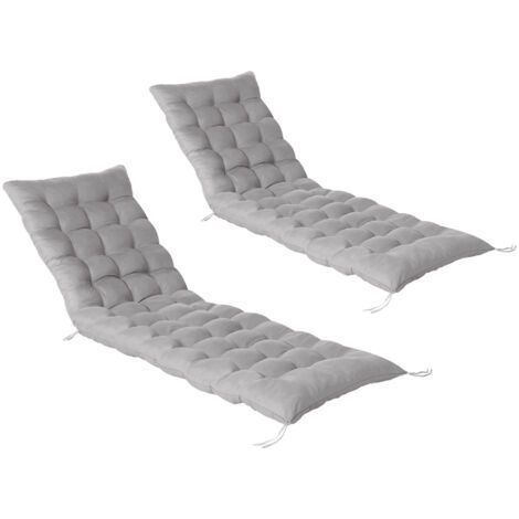 Lot de 2 coussins bain de soleil 180 x 52 cm – Épaisseur 10 cm – Revêtement 100% polyester – Fixation par 4 attaches (1/5)