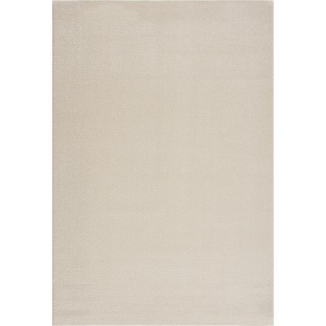 Tapis salon et chambre 80x200 crème rectangle tissé motif uni NOSSA