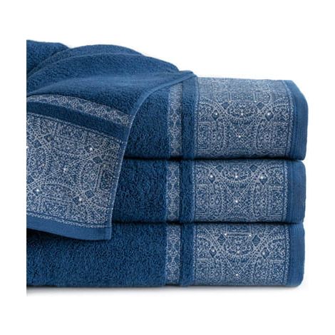 Asciugamano Sofia 70x140 blu navy 500g 100% cotone (1/4)
