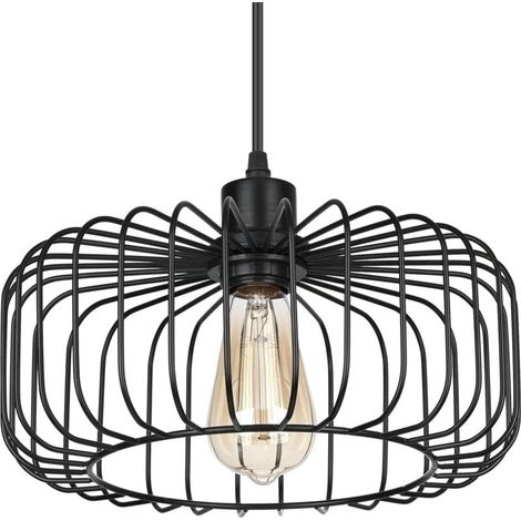 Lampada a sospensione nera, moderna lampada a sospensione rotonda E27 con paralume in metallo per soggiorno, sala da pranzo, camera da letto [classe energetica F] (1/4)