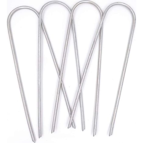 Piquets anti-vent robustes en forme de U, extrémités pointues, ancrages de sécurité au sol en acier galvanisé pour buts de football, tentes de camping et décoration de jardin de grande taille