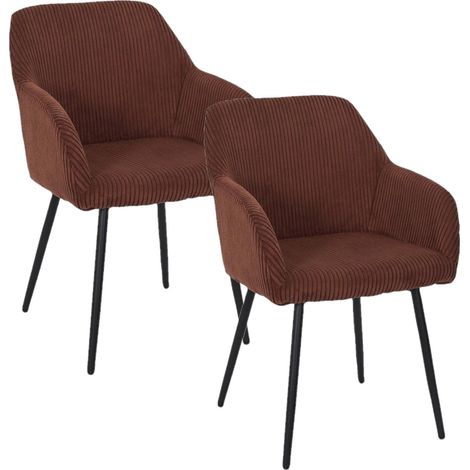 Lot de 2 fauteuils en velours côtelé avec pieds en acier DRAMMEN (1/5)