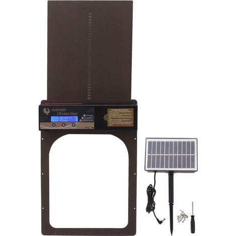 Porte de poulailler automatique minuterie à énergie solaire IP45 étanche en aluminium volaille portes automatiques de poulailler pour maison ferme marron (1/4)