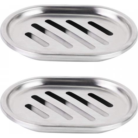 Porte-savon double couche, grand porte-savon en acier inoxydable, récipient de vidange creux avec grand orifice de vidange, 2 pièces