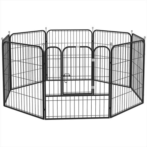 Barrière pour chien parc enclos modulable 8 panneaux acier époxy (1/5)