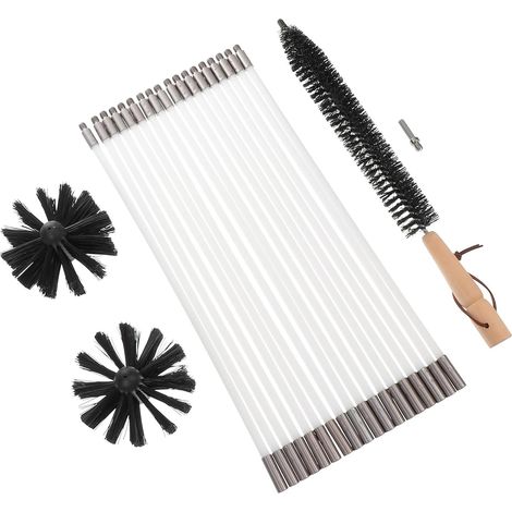 Kit de Cheminée Brosse de Nettoyage Nylon 1 Set, Tiges Flexibles Connexion Filetée, pour Cheminée et Sèche-linge, Nettoyage des Conduits, Brosse Synthétique (1/5)