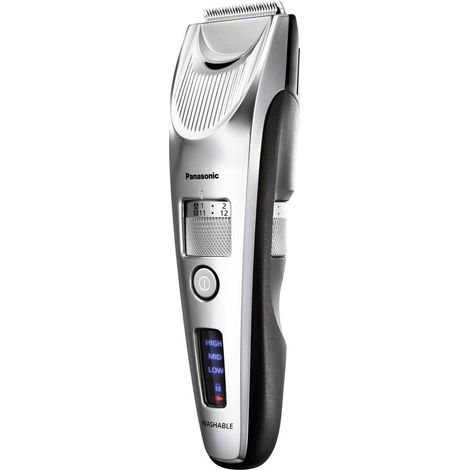 Panasonic ER-SC60-S803 Tondeuse à cheveux pour hommes, tondeuse portable étanche, lames optimales, 20 réglages de longueur, 2 accessoires, sans fil et avec fil, support de chargement de, argenté (1/3)