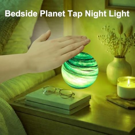 Planète Veilleuse,Lampe de Chevet Tactile,7 Couleurs (Ciel étoilé) (1/3)