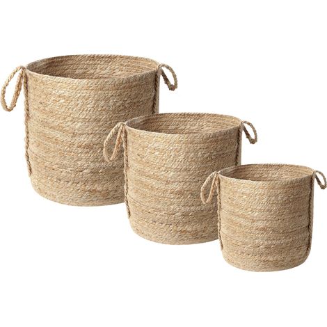 Conjunto de 3 cestas de yute natural almacenaje ropa accesorio boho Wadh