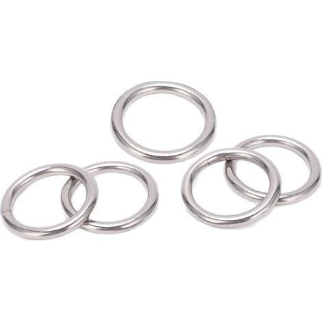 5 Anneaux en Acier Inoxydable 304, Anneaux de Suspension Polyvalents pour Yoga, Voile, Plongée et Hamac, 5x30mm (1/5)