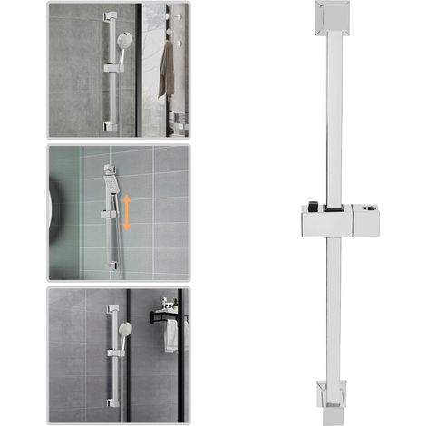 【Chauffage et ventilation】Barre de douche en acier inoxydable, équipée d'un support de douchette réglable en hauteur et pivotant à 180°, barre de douche murale, support de douchette, barre de douche (1/5)