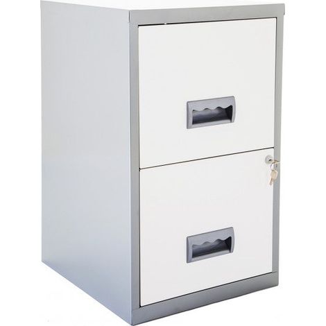 Pierre Henry 2 Drawer Maxi Tall Filing Cabinet - Silver/White (1/5)