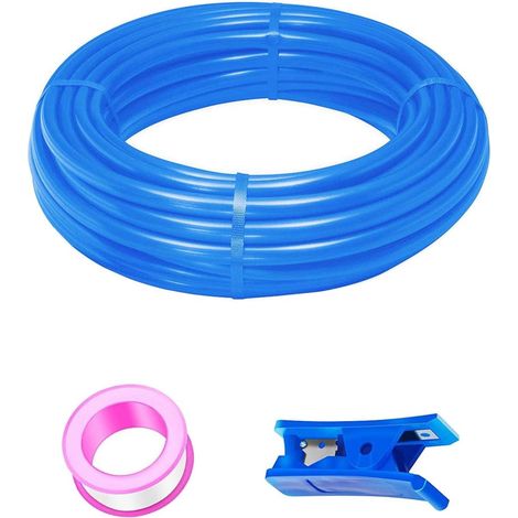 20 Meter Polyurethane Hose Blue Pneumatic, PU Air Hose, 10 mm OD x 6.5 mm ID, Polyurethane PU Air Kit + 1 Piece Hose Cutter (1/5)