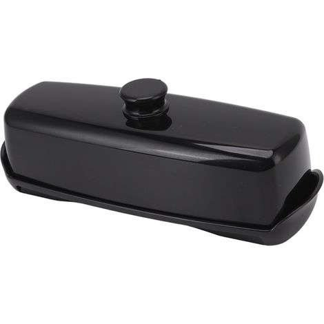 Boîte à beurre en plastique noir, grande capacité, compacte, avec couvercle et couteau, idéale pour la cuisine et le réfrigérateur. (1/5)