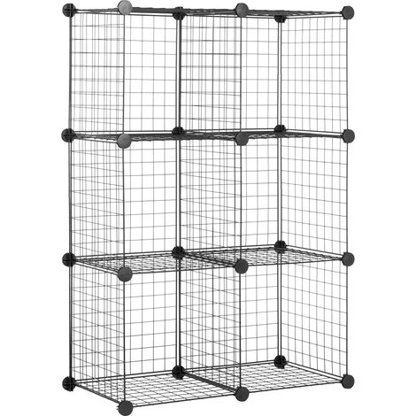 Cubes De Rangement En Fil Métallique, 6 Cubes, Noir, 37 D X 77 W X 114 H Cm (1/5)