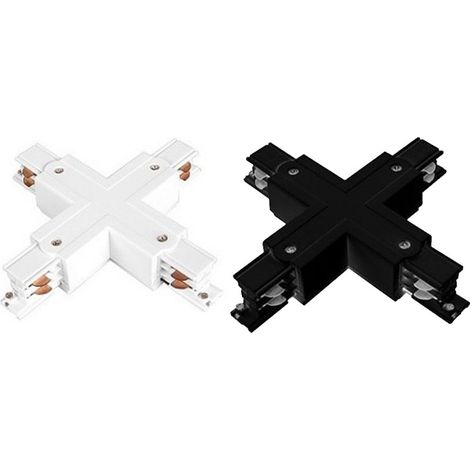 X croix pour raccord rail Triphasé  Couleur support: Blanc