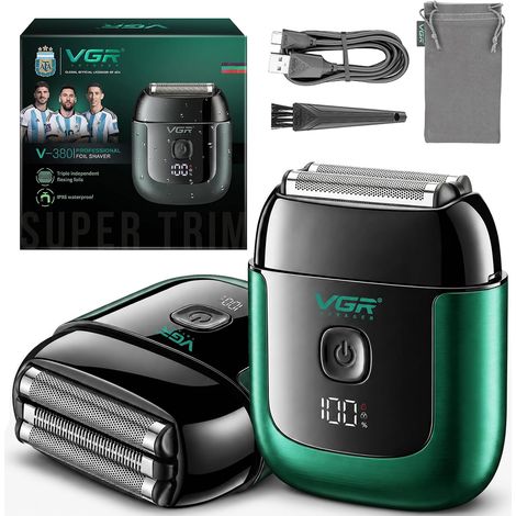 380 Mini Electric Shaver with Travel Padlock, IPX6 Waterproof, Green Travel Shaver With Three Layer Magnetic Cutting Head, Smart Shaver Mini Portable Electric Shaver With USB Charging (1/5)