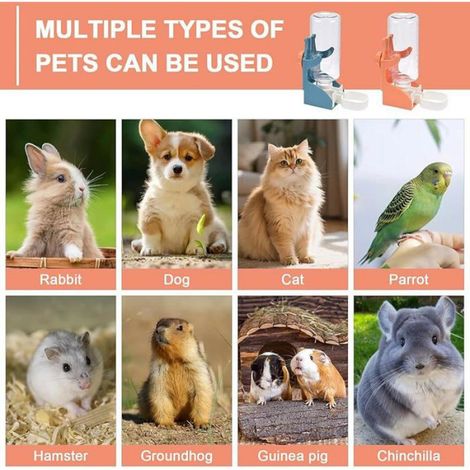 Distributeur Eau Automatique - 500 ml - Pour Lapins Cochons D Inde Chinchillas - Lot De 2 (1/5)