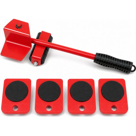 Kit di spostamento mobili 5 pezzi in ferro rosso 32 x 10 x 10 cm (1/5)