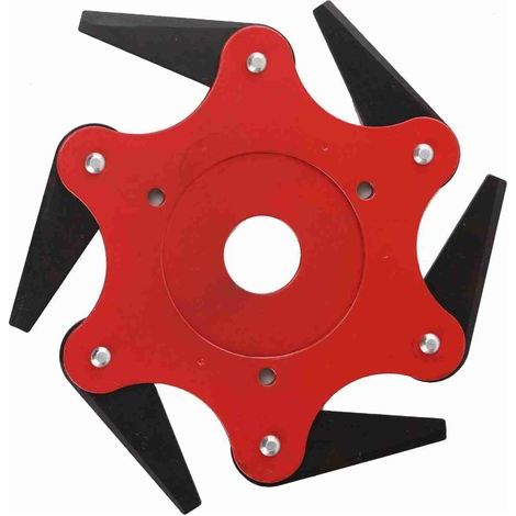 Tête de débroussailleuse à 6 lames, diamètre intérieur 2,5 cm, en nylon et acier au manganèse, rouge. (1/5)