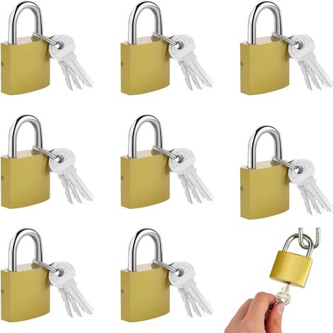 8 Cadenas pour Casier, 30mm Petit Valise College, Clés Différentes Doré Petits avec Clés Pratique D'antivols pour Valise, Casier, Sacs de Voyage, Armoires-Cadenas de Sécurité (1/5)
