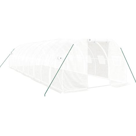 Serra tenda riparo piante fiori ortaggi con struttura in acciaio 30 m² 10 x 3 x 2 m bianco 020044569