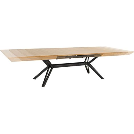 Mesa de comedor RADIAM – MDF chapado en nogal claro y metal – 200-320 cm – Extensible