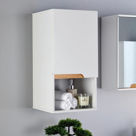 Bathroom Cabinet Wall Mounted White Storage Shelf Organiser Cupboard Vanity Unit (1/5)