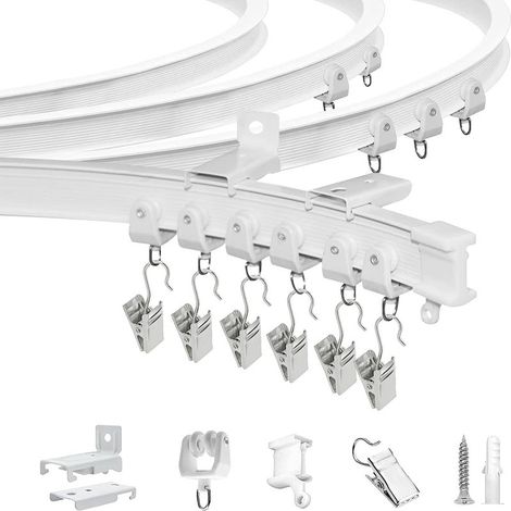 6-meter curved track, retail PVC plastic steel clip curtain track with accessories, U-shaped flexible guide rail. (1/5)