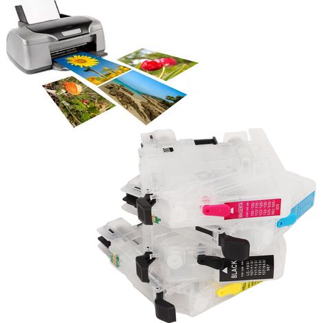 Cartouche d'encre rechargeable LC123 4 couleurs avec puce permanente (1/5)