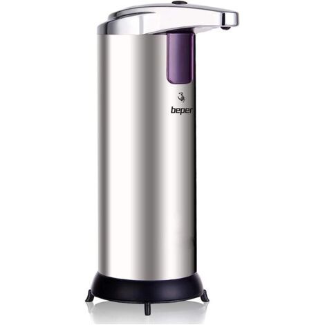 Dispensatore automatico per sapone in acciaio inox/ABS con sensore IR, capacità 250 ml, 3 livelli di dosaggio e sistema anti fuoriuscita. (1/5)