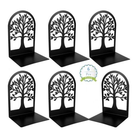 QORVA-Serre-livres 6 pièces, serre-livres, serre-livres pour étagères, serre-livres robustes, serre-livres noirs pour bibliothèques, bureaux, écoles, librairies