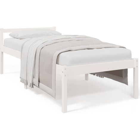 Lit adulte pour 1 personnes, Structure de lit, Assemblage Facile, Blanc Bois massif 75x190 cm Petit simple OIB1687E (1/3)