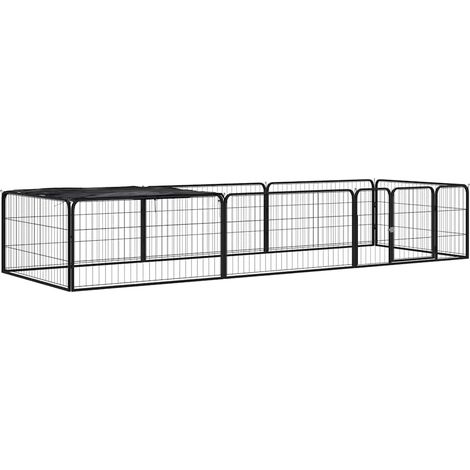 Parc pour chien-Abri pour chien-Chenil 8 panneaux Noir 100x50cm Acier enduit de poudre 804781 (1/5)