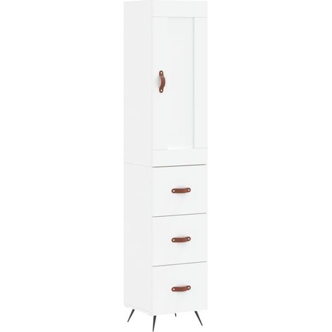 Aparador cómoda cómoda armario mueble organizador cocina salón salón alto 34,5 x 34 x 180 cm madera contrachapada blanco 020032392